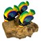Handcrafted Driftwood & 3 Tropical Fish Sculpture Coastal Nautical Table Decor
